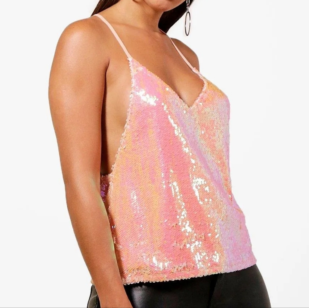 Boohoo Glittering Peach Sequin Camisole